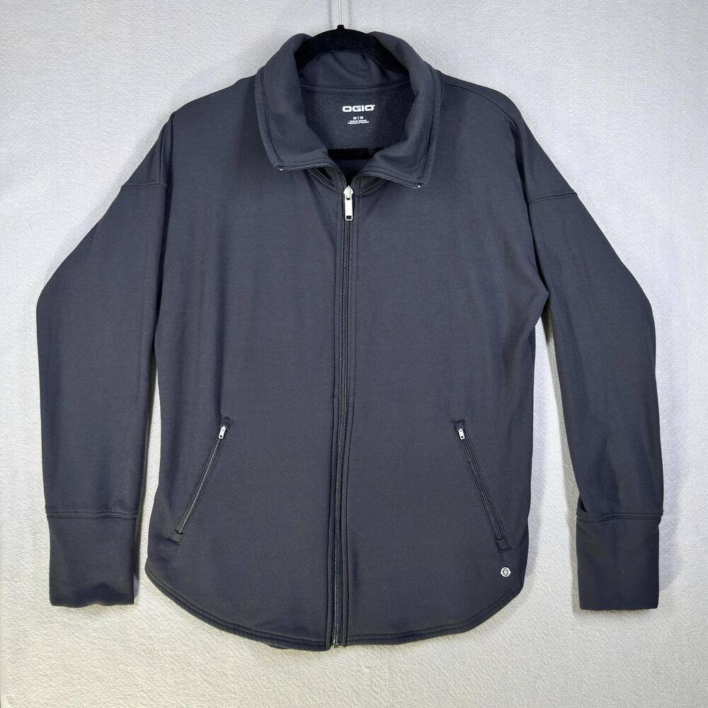 OGIO Men's Medium Black‎ Fleece Jacket Full Zip SUPER SOFT stretch lightweight